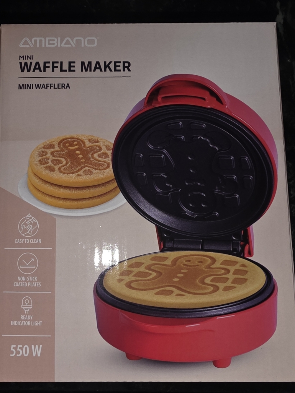Compact Red Mini Waffle Maker Gingerbread Waffles